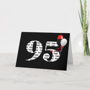 Happy 95th Birthday On Black With Balloons Card