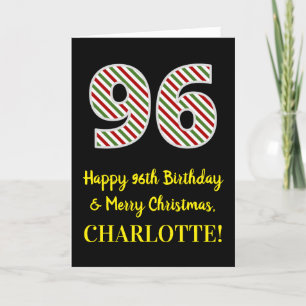 Happy 96th Birthday & Merry Christmas, Custom Name Card