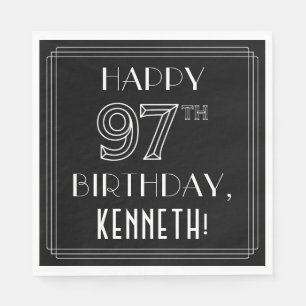 HAPPY 97TH BIRTHDAY; Art Deco Style; Custom Name Napkin