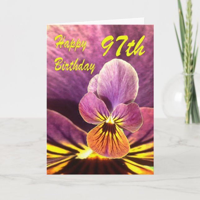 Happy 97th Birthday Flower Pansy Card (Front)