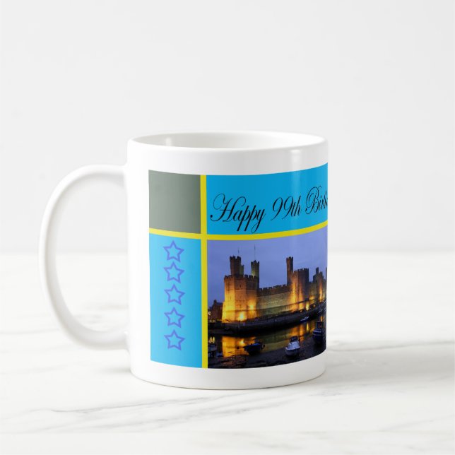 Happy 99th Birthday Caernarfon Castle Coffee Mug (Left)