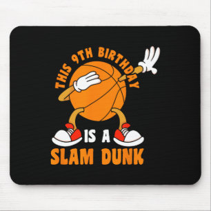 Happy 9 Birthday 9 Year Old Dab Basketball 9th Bir Mouse Pad