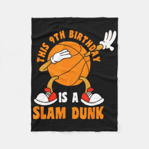 Happy 9 Birthday 9 Year Old Dab Bysketbyll 9th Bir Fleece Blanket