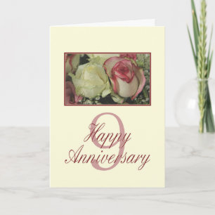 Happy 9th Anniversary roses Postcard