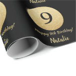 Happy 9th Birthday Black and Gold Glitter Wrapping Paper<br><div class="desc">Happy 9th Birthday Black and Gold Glitter Wrapping Paper with personalised name. For further customisation,  please click the "Customise it" button and use our design tool to modify this template.</div>