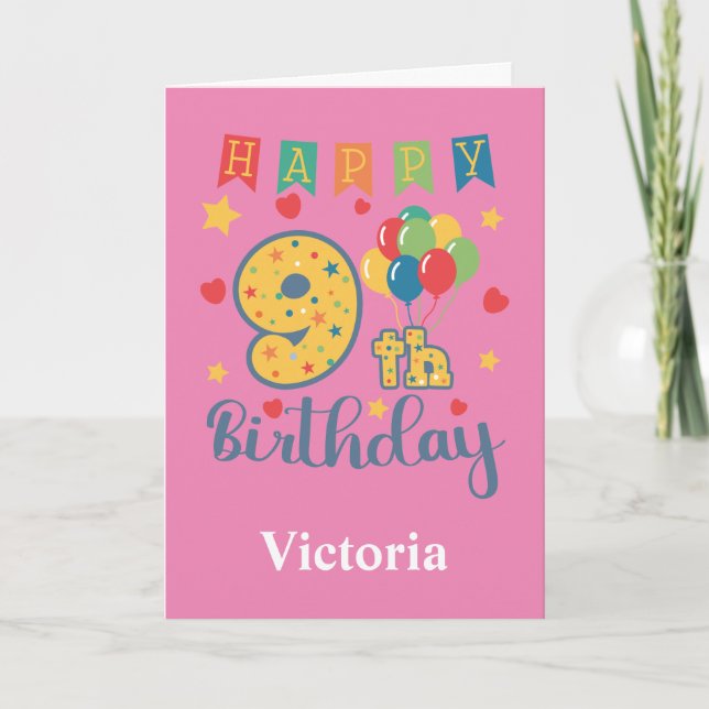 Happy 9th Birthday Card (Front)