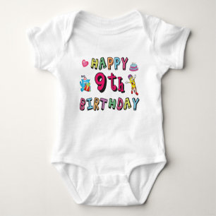 Happy 9th Birthday for 9 year old Kids B-day Baby Bodysuit