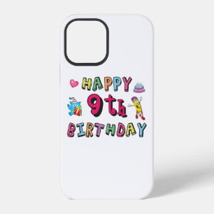 Happy 9th Birthday for 9 year old Kids B-day iPhone 12 Case