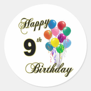 Happy 9th Birthday Gifts and Birthday Apparel Classic Round Sticker