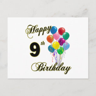 Happy 9th Birthday Gifts and Birthday Apparel Postcard