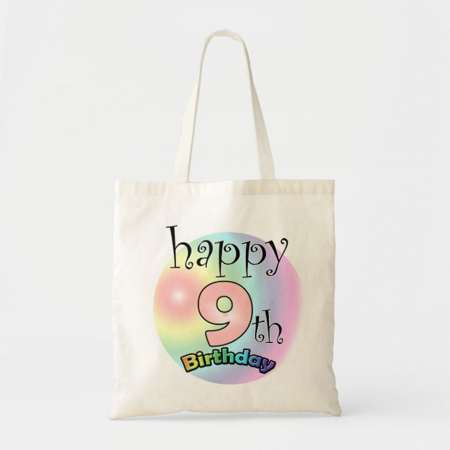 Happy 9th Birthday (roze) Tote Bag (Front)