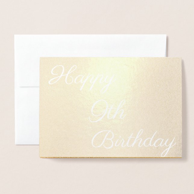 Happy 9th Gold Birthday Foil Card (Front With Envelope)