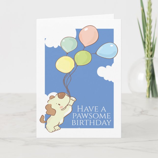 Happy A Pawsome Birthday Dog And Balloons Invitation (Front)