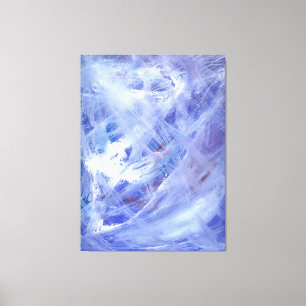Happy Abstract Acrylic Art Painting in Blue White Canvas Print