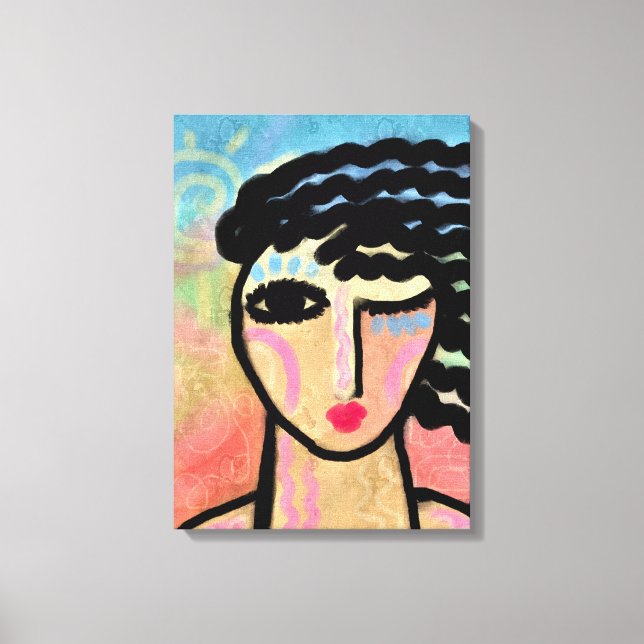 Happy Abstract Digital Portrait of a Woman Canvas Print (Front)