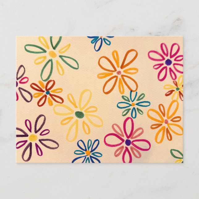 Happy Abstract Flower Postcard (Front)