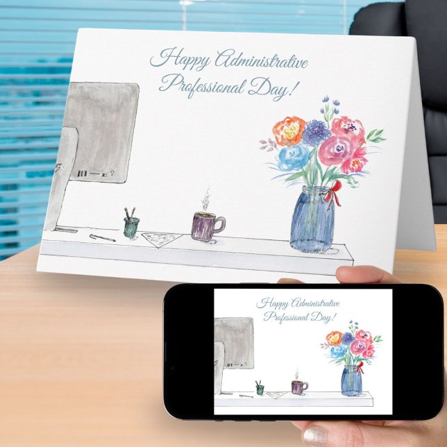 Happy Administrative Professional Day Watercolor Card (Creator Uploaded)