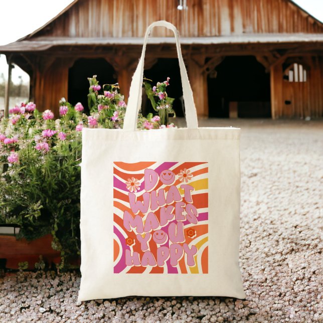 Happy affirmations cute retro Tote Bag (Creator Uploaded)