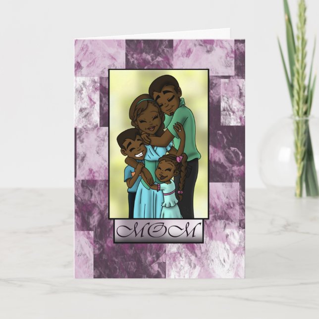 Happy African American Family Mother's Day Card (Front)