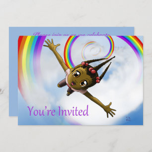 Happy African American Girl Birthday Party Invitation