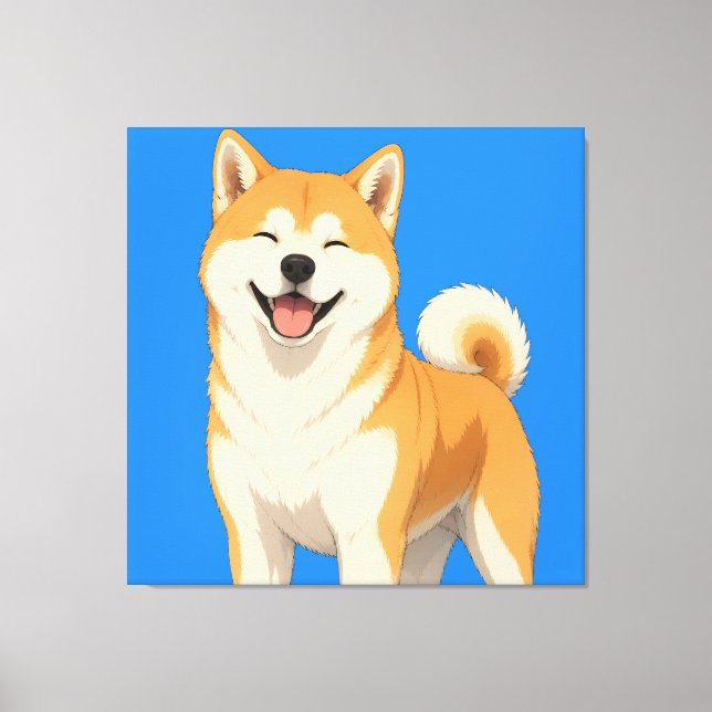 Happy Akita Dog Design Canvas Print (Front)