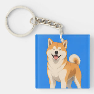 Happy Akita Dog Design Key Ring