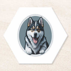 happy Alaskan Malamute Puppy Paper Coaster