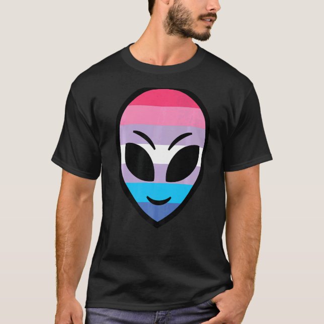 Happy Alien Bigender Flag T-Shirt (Front)