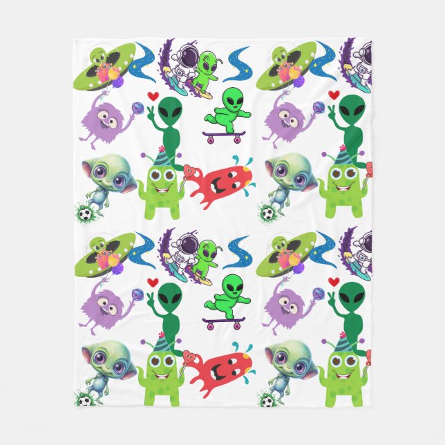 Happy Aliens Rockin' Fleece Blanket (Front)