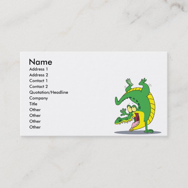 happy alligator crocodile cartoon dancing business card (Front)