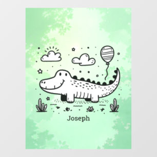 Happy Alligator with Balloon - Cute Nursery Art