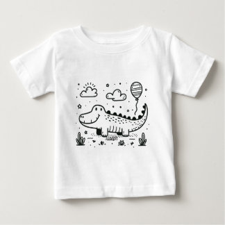 Happy Alligator with Balloon - Cute Nursery Art Baby T-Shirt