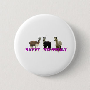Happy (alpaca) birthday 6 cm round badge