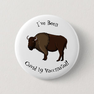 Happy American bison buffalo illustration 6 Cm Round Badge