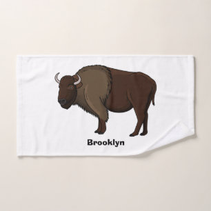 Happy American bison buffalo illustration Bath Towel Set