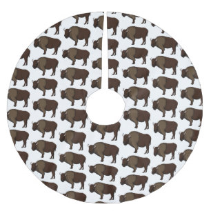 Happy American bison buffalo illustration Brushed Polyester Tree Skirt