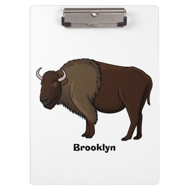 Happy American bison buffalo illustration Clipboard (Front)