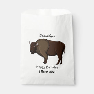 Happy American bison buffalo illustration Favour Bags
