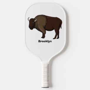 Happy American bison buffalo illustration Pickleball Paddle