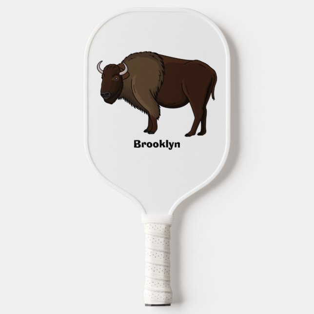 Happy American bison buffalo illustration  Pickleball Paddle (Front)