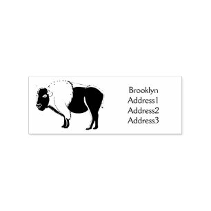 Happy American bison buffalo illustration Rubber Stamp