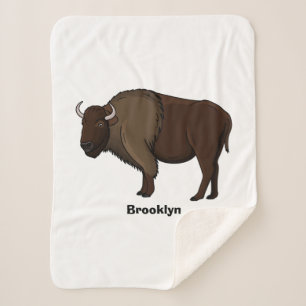 Happy American bison buffalo illustration Sherpa Blanket