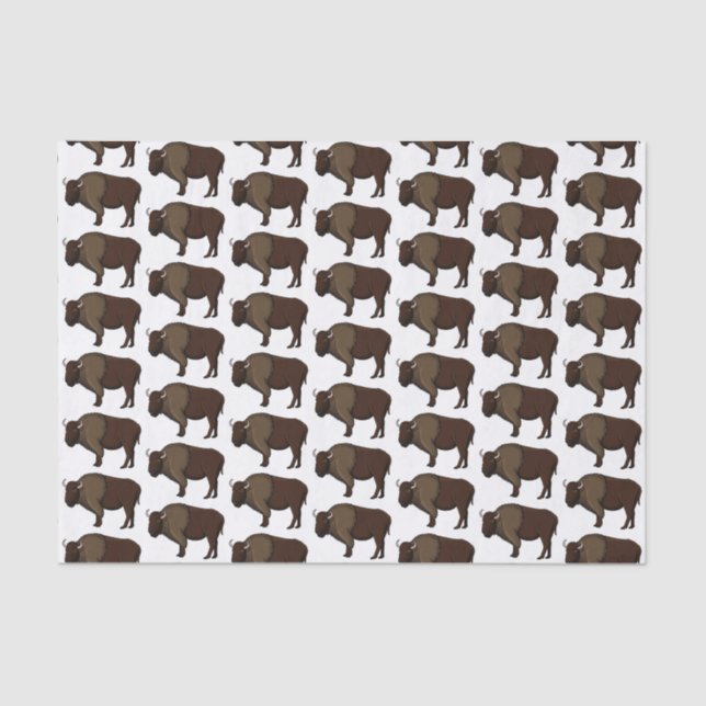 Happy American bison buffalo illustration Tissue Paper (Front)