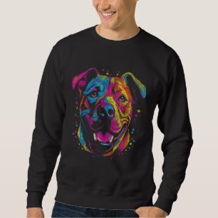 Happy American Pit Bull Terrier Dog Pop Art Vintag Sweatshirt