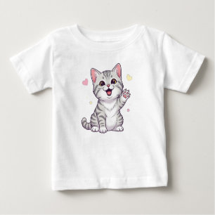 Happy American Shorthair Cat Illustration Baby T-Shirt