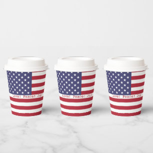 Happy! American USA Flag 4th of July Personalize Paper Cups