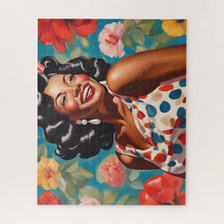 Happy among the flowers jigsaw puzzle