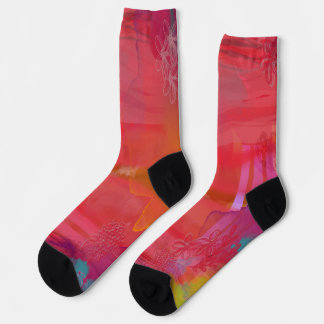 Happy and Bright Colorful Mixed Media Socks