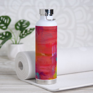 Happy and Bright Colorful Mixed Media Water Bottle