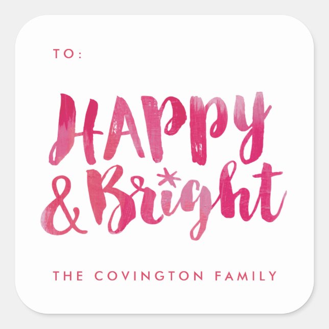Happy and Bright Gift Tag Sticker (Front)